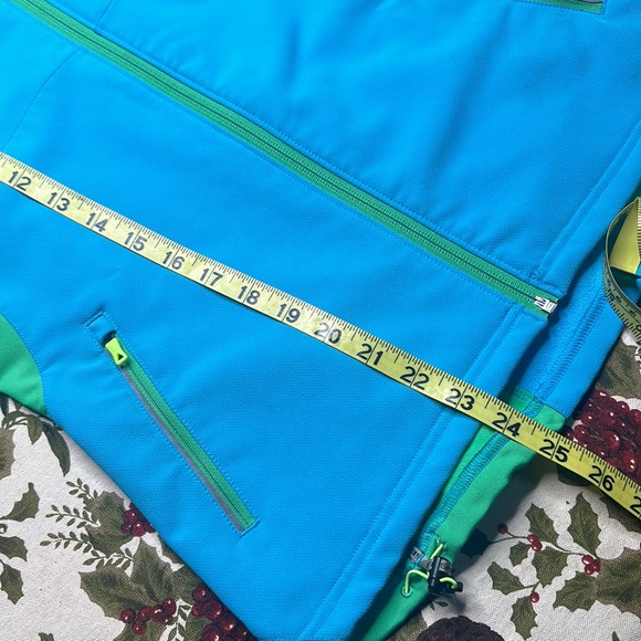 The North Face tech zip up mid layer jacket light blue & kelly green Size S/P - Picture 11 of 11